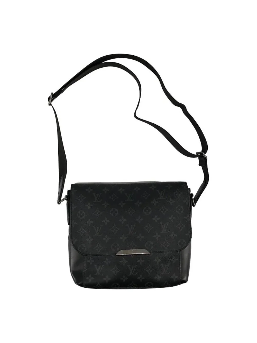 Louis Vuitton Monogram Eclipse Messenger PM Shoulder Bag Black